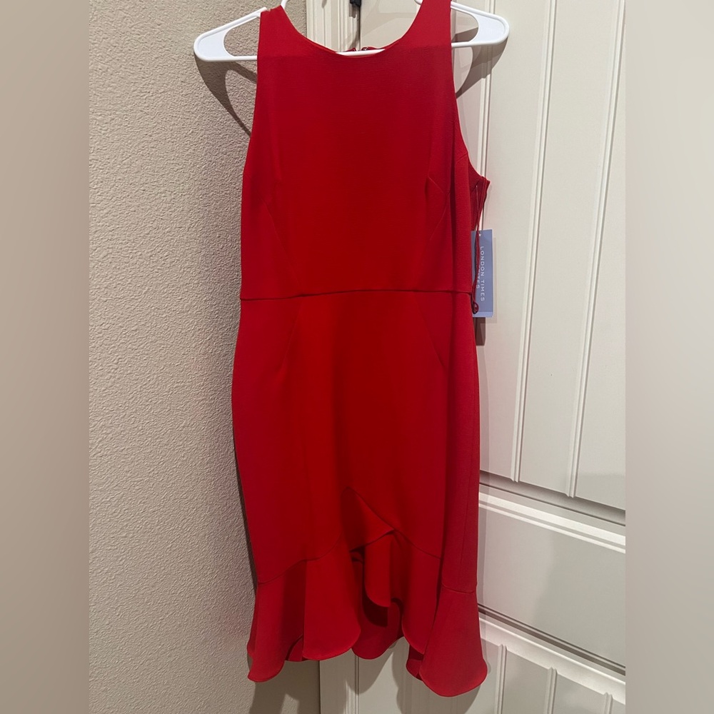 Red Dress with ruffle hem